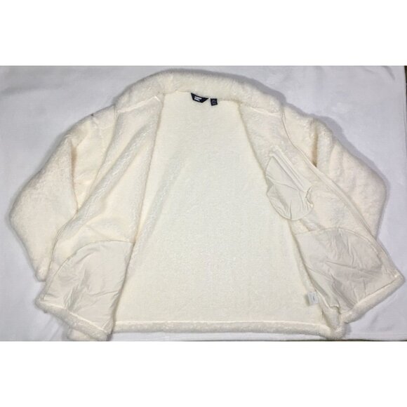 Lands End Full Zip Teddy Jacket 3X Ivory Soft Cozy Zip Pockets Plus Size Bust64" - Picture 7 of 10
